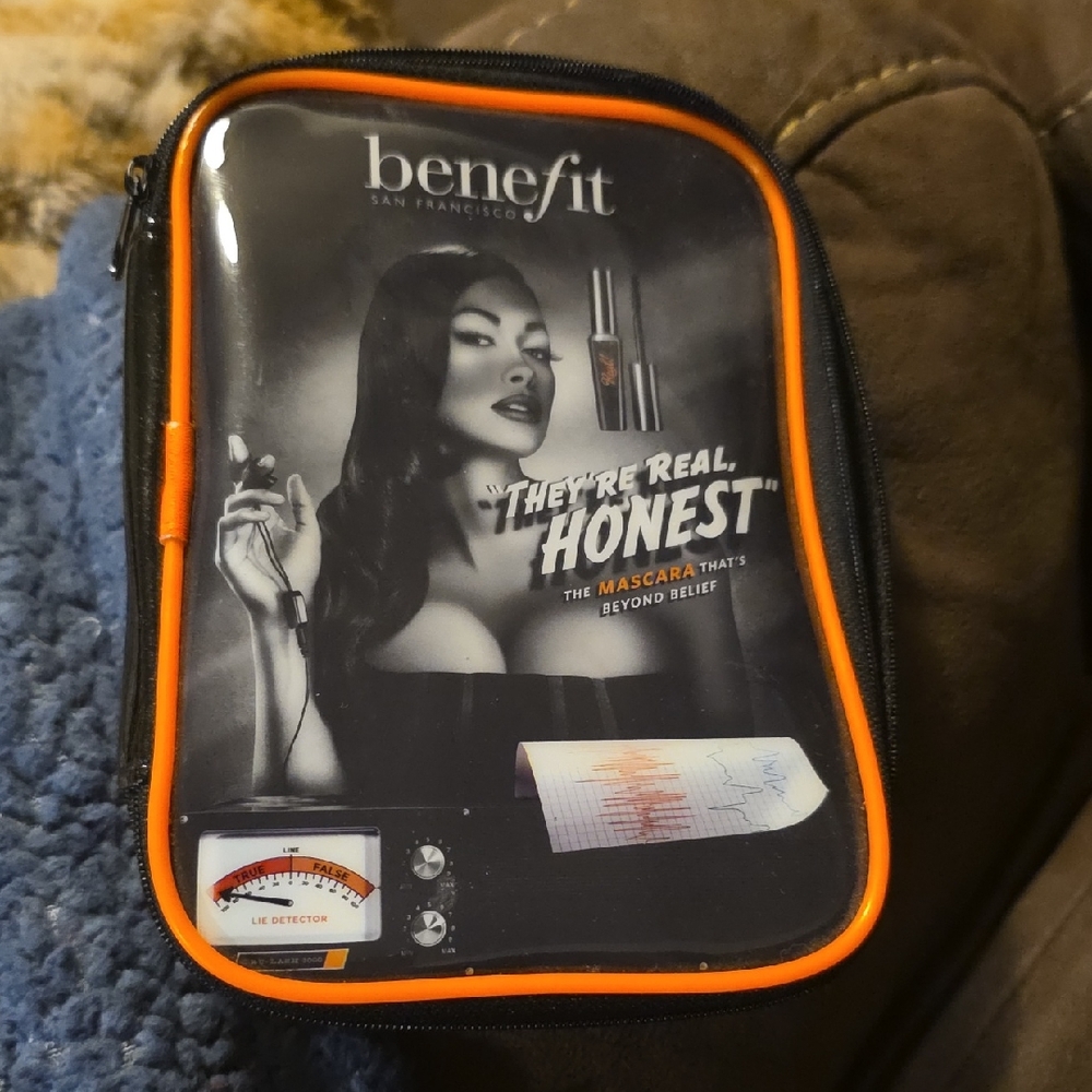 Benefit Cosmetic Pouch with Orange Accents